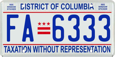 DC license plate FA6333