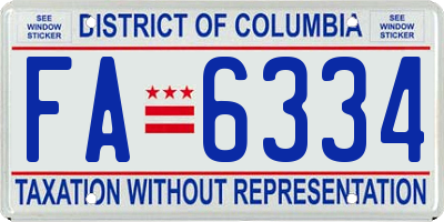 DC license plate FA6334