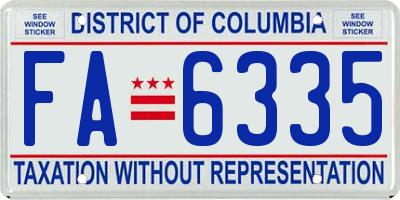 DC license plate FA6335