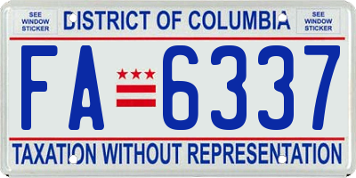 DC license plate FA6337