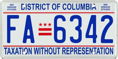 DC license plate FA6342