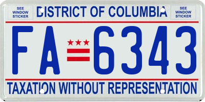 DC license plate FA6343