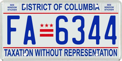 DC license plate FA6344