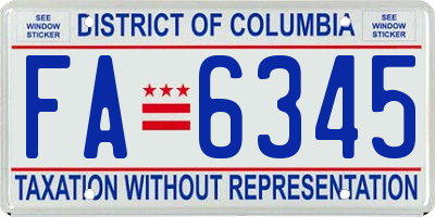 DC license plate FA6345