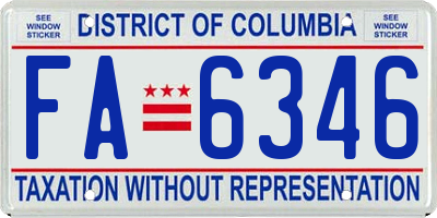 DC license plate FA6346