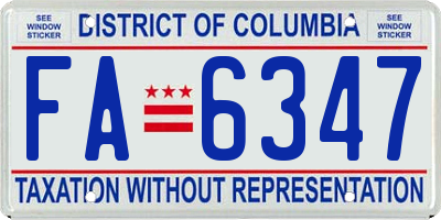 DC license plate FA6347