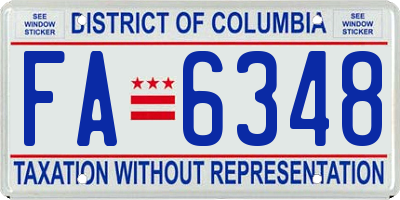 DC license plate FA6348