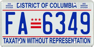 DC license plate FA6349