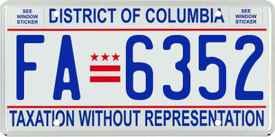 DC license plate FA6352