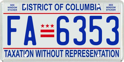 DC license plate FA6353