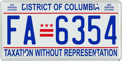 DC license plate FA6354