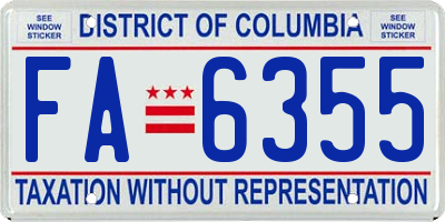 DC license plate FA6355