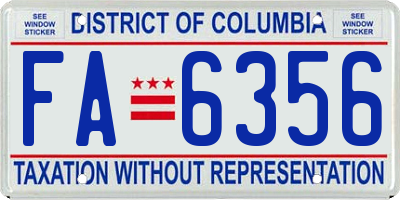 DC license plate FA6356