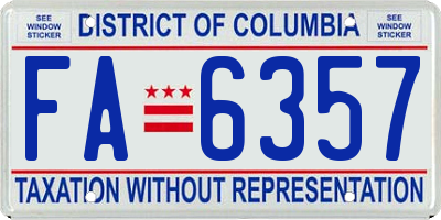 DC license plate FA6357