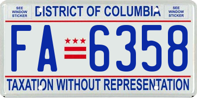 DC license plate FA6358