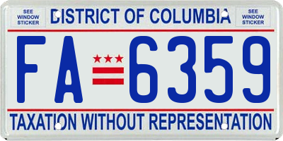 DC license plate FA6359