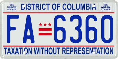 DC license plate FA6360