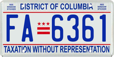 DC license plate FA6361