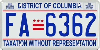 DC license plate FA6362