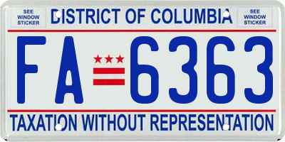 DC license plate FA6363