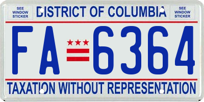 DC license plate FA6364