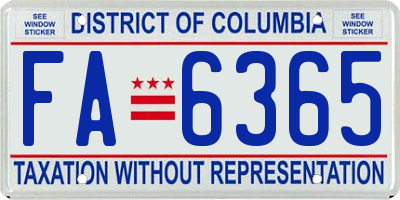 DC license plate FA6365