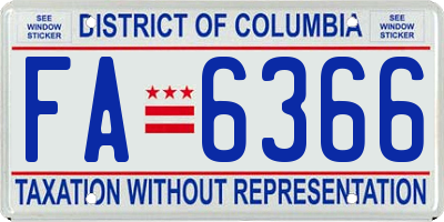 DC license plate FA6366