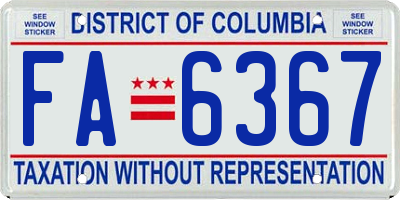 DC license plate FA6367