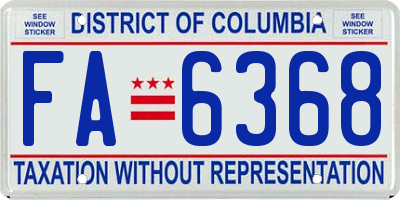 DC license plate FA6368