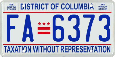 DC license plate FA6373