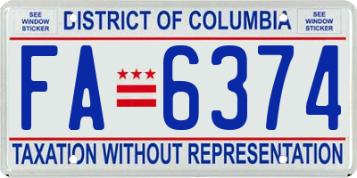 DC license plate FA6374