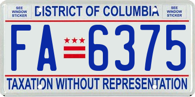 DC license plate FA6375