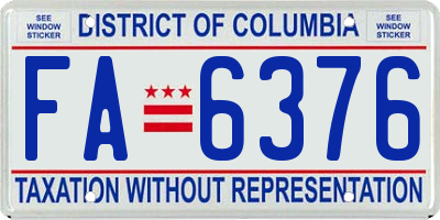 DC license plate FA6376