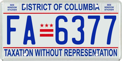 DC license plate FA6377