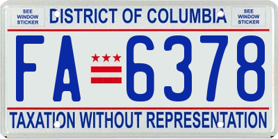 DC license plate FA6378