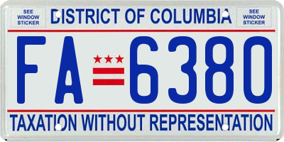 DC license plate FA6380