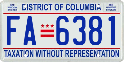 DC license plate FA6381