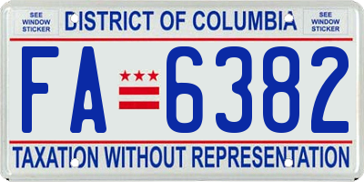 DC license plate FA6382