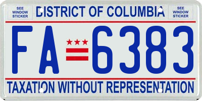 DC license plate FA6383