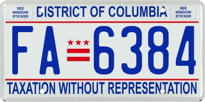 DC license plate FA6384