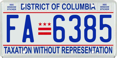 DC license plate FA6385