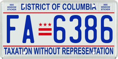 DC license plate FA6386