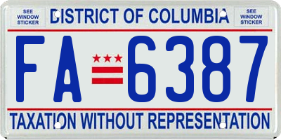 DC license plate FA6387