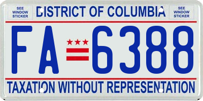 DC license plate FA6388