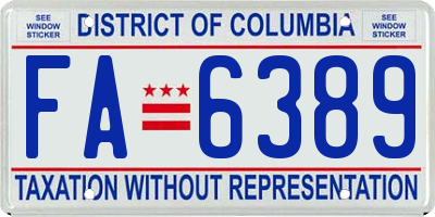 DC license plate FA6389