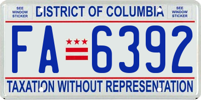 DC license plate FA6392