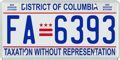 DC license plate FA6393