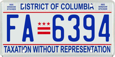 DC license plate FA6394