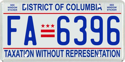 DC license plate FA6396