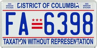 DC license plate FA6398